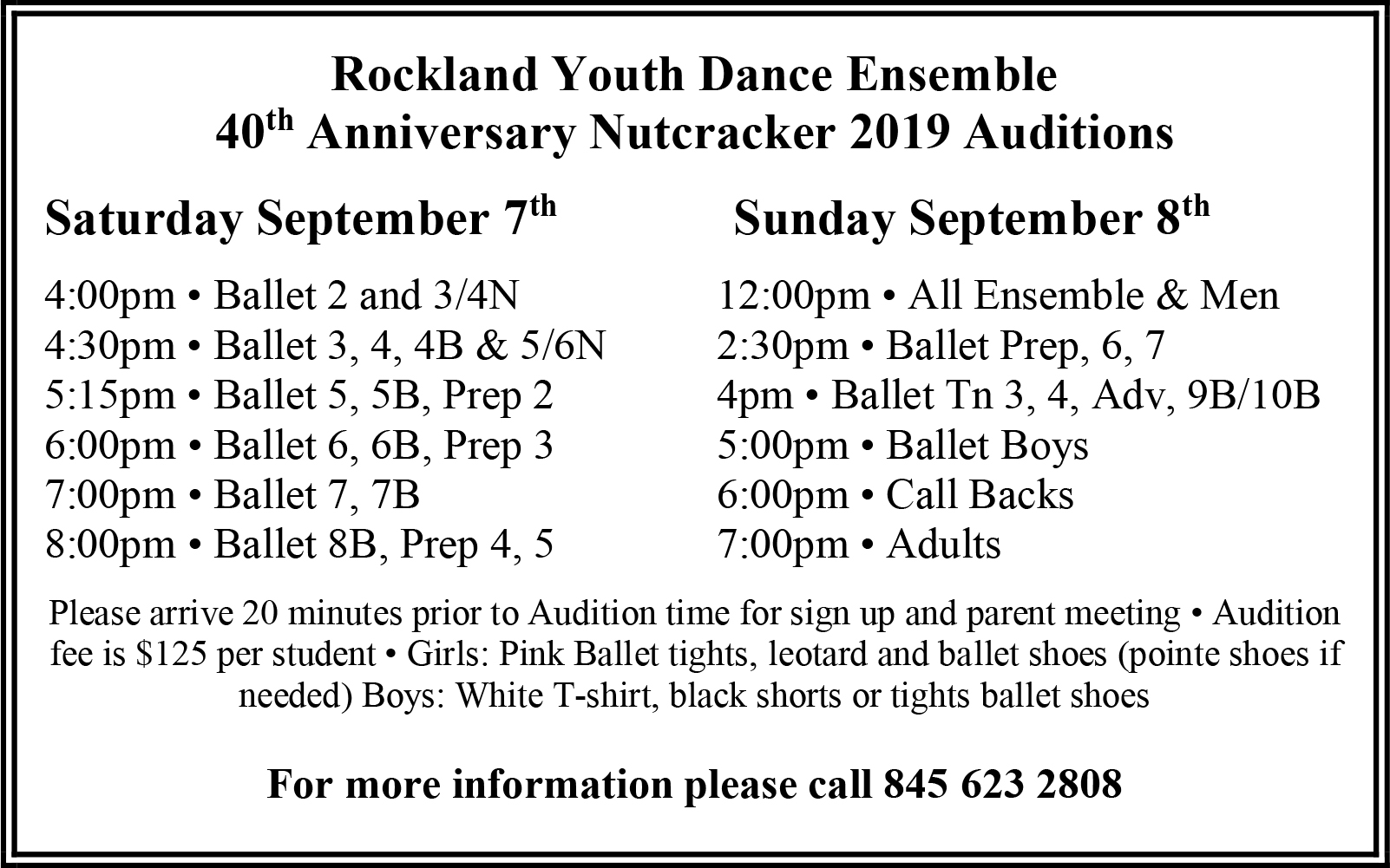 2019 Auditions | Rockland Youth Dance Ensemble